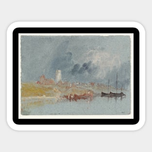 A Village with a Tower beside the Loire, Possibly Behuard, close to Angers, 1826-28 Sticker